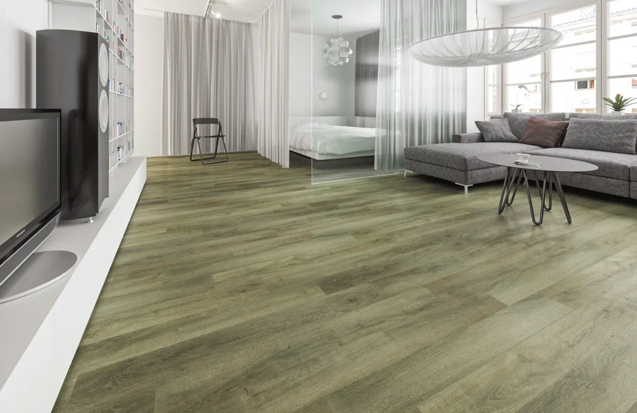 Кварцвиниловый SPC ламинат Home Expert Natural Дуб Вековой лес 1209/2180-01 1220×150×3,5 фото в интерьере